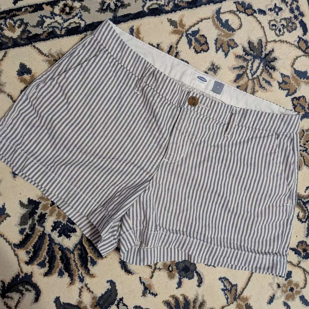 Old Navy Navy and White Striped Shorts